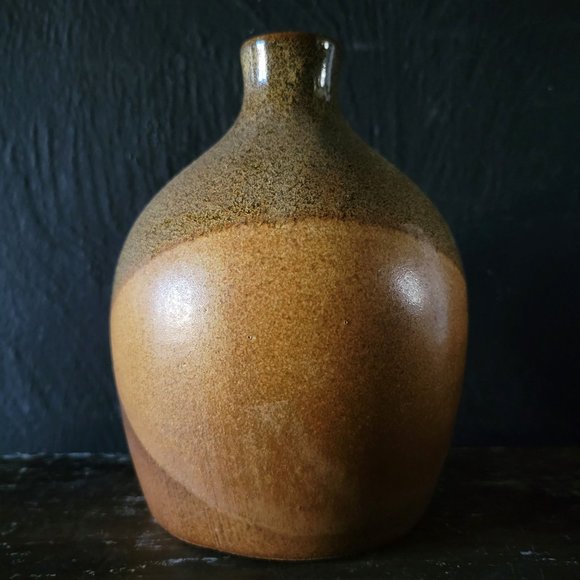 Vintage Mid Century Pottery Craft USA Stoneware Glaze Dipped Brown Bud Vase - Picture 4 of 7